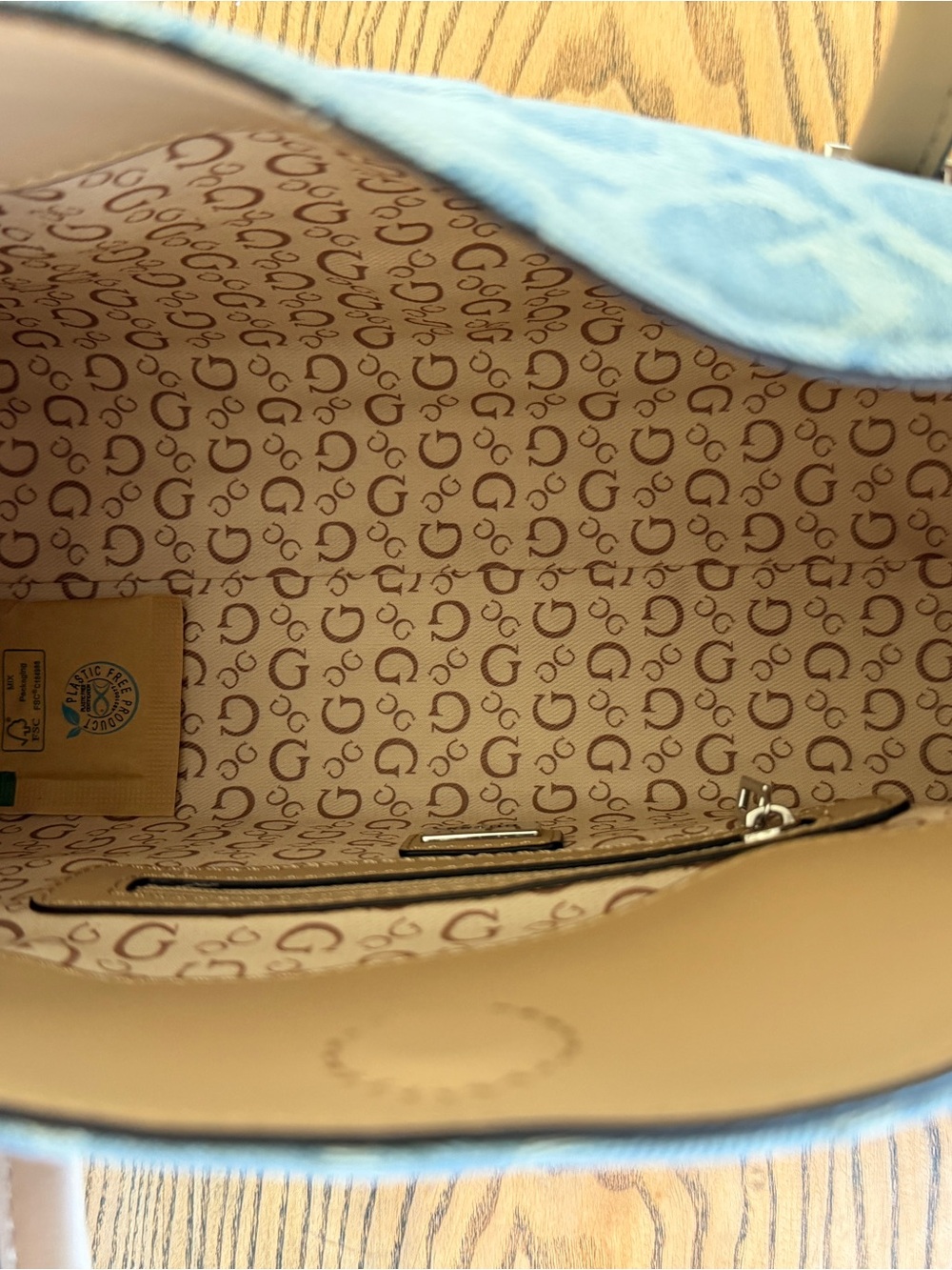 Guess Cherry-Print Shoulder Bag in Denim - Picture 7 of 7